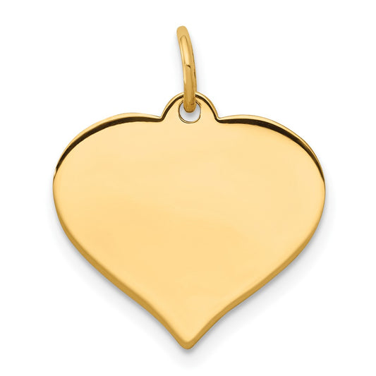 10K Yellow Gold .018 Gauge Heart Disc Engravable Charm Pendant Jewelry Gifts (Length 0.78" Width 0.62")