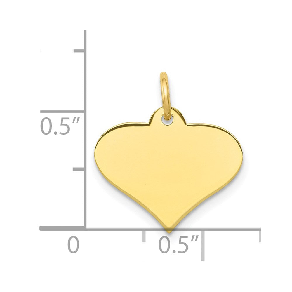10K Yellow Gold Plain .018 Gauge Heart Disc Engravable Charm Pendant Jewelry Gifts