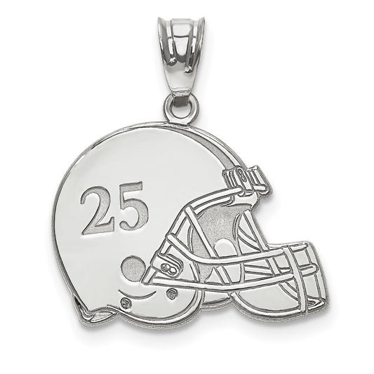 10K White Gold Football HelmetEngravable Charm Pendant Jewelry Gifts (Length 0.64" Width 0.8")