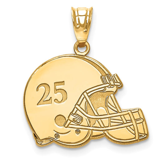 10K Yellow Gold Football HelmetEngravable Charm Pendant Jewelry Gifts (Length 0.64" Width 0.8")