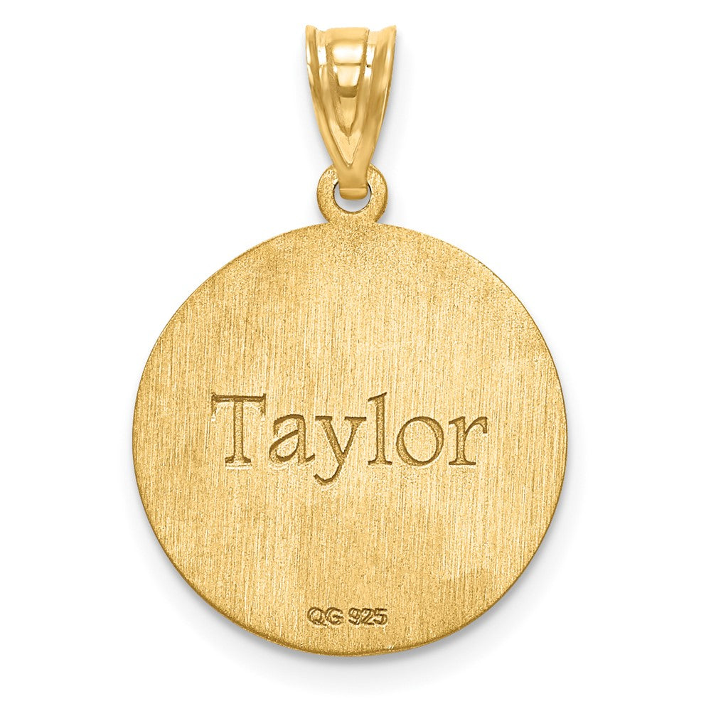 10K Yellow Gold VolleyballEngravable Charm Pendant Jewelry Gifts (Length 0.72" Width 0.72")