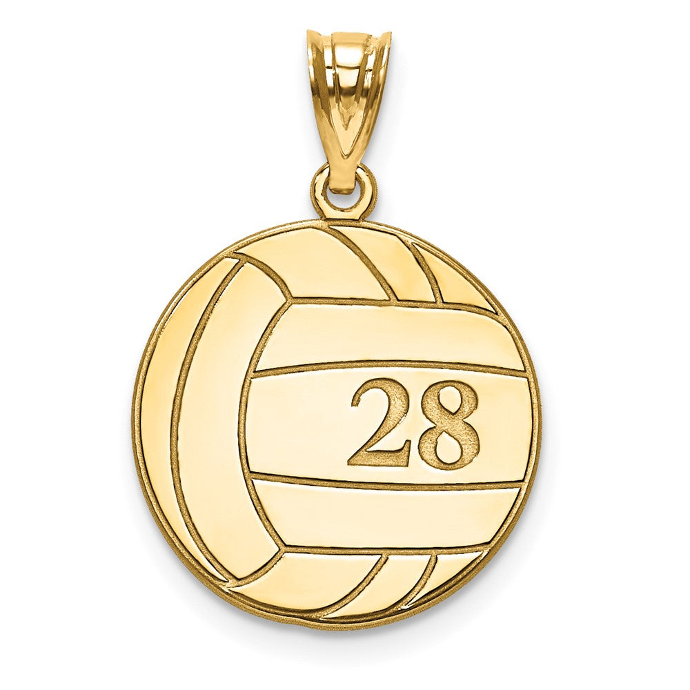 10K Yellow Gold VolleyballEngravable Charm Pendant Jewelry Gifts (Length 0.72" Width 0.72")