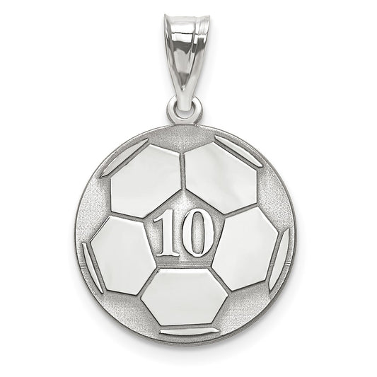 10K White Gold SoccerEngravable Charm Pendant Jewelry Gifts (Length 0.71" Width 0.71")