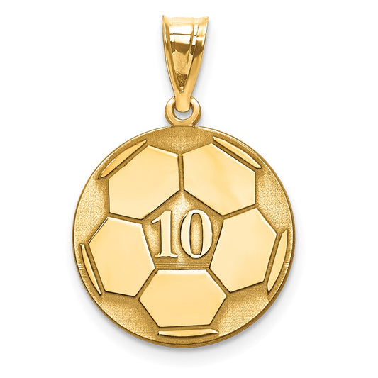 10K Yellow Gold SoccerEngravable Charm Pendant Jewelry Gifts (Length 0.71" Width 0.71")