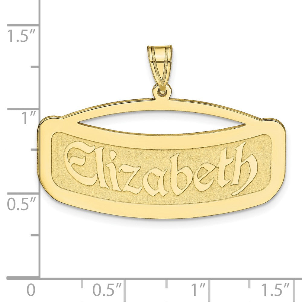 10K Yellow Gold Curved Name Plate Engravable Charm Pendant Jewelry Gifts (Length 0.7" Width 1.44")
