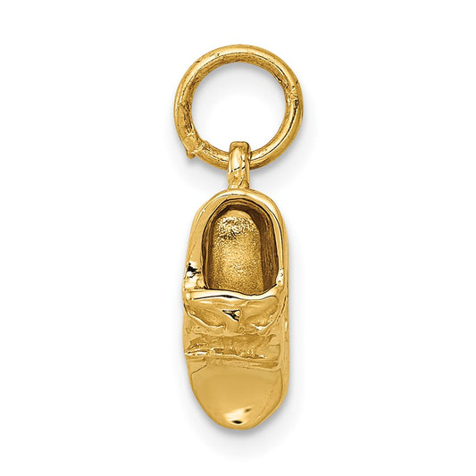 14k Yellow Gold 3D Single Baby Shoe Engravable Charm Pendant Jewelry Gifts (Length 0.66" Width 0.2")