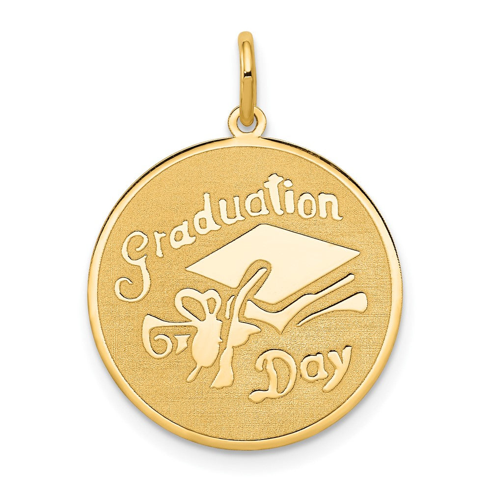 14k Yellow Gold GRADUATION DAY Disc Engravable Charm Pendant Jewelry Gifts (Length 0.98" Width 0.7")