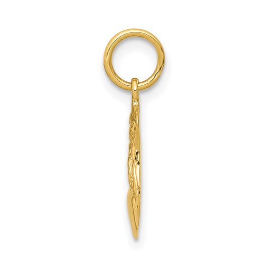 14k Yellow Gold Police Badge Engravable Charm Pendant Jewelry Gifts (Length 0.72" Width 0.43")