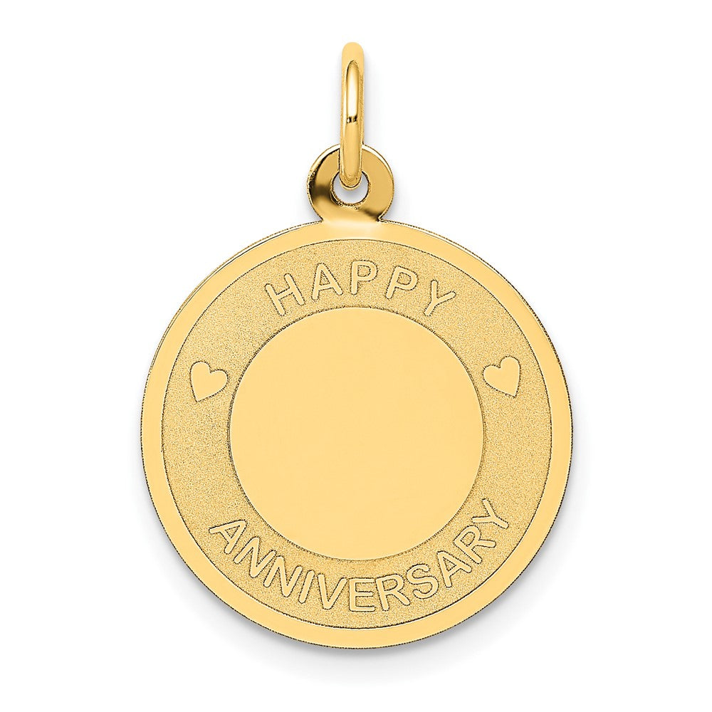 14k Yellow Gold HAPPY ANNIVERSARYEngravable Charm Pendant Jewelry Gifts (Length 0.94" Width 0.62")