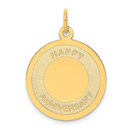 14k Yellow Gold HAPPY ANNIVERSARYEngravable Charm Pendant Jewelry Gifts (Length 1.05" Width 0.78")