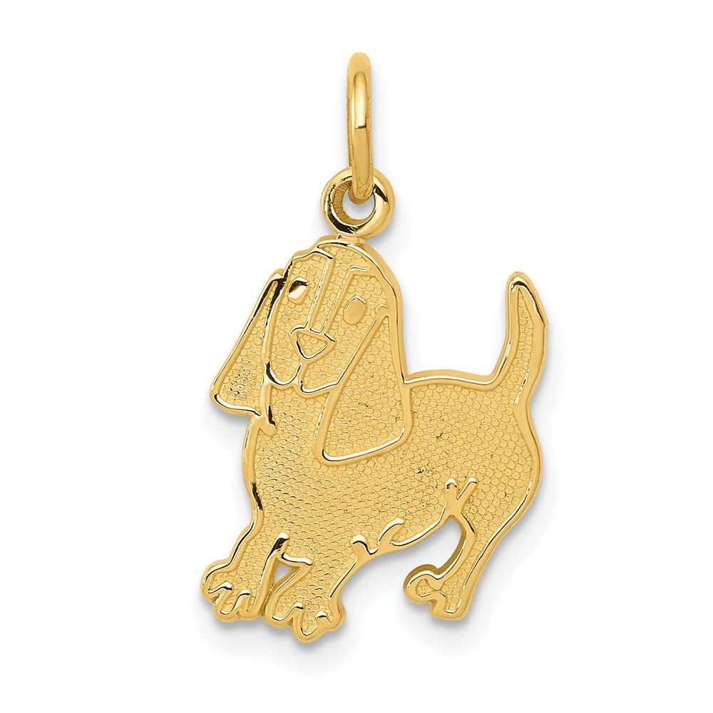 14k Yellow Gold Dog Engravable Charm Pendant Jewelry Gifts (Length 0.86" Width 0.51")