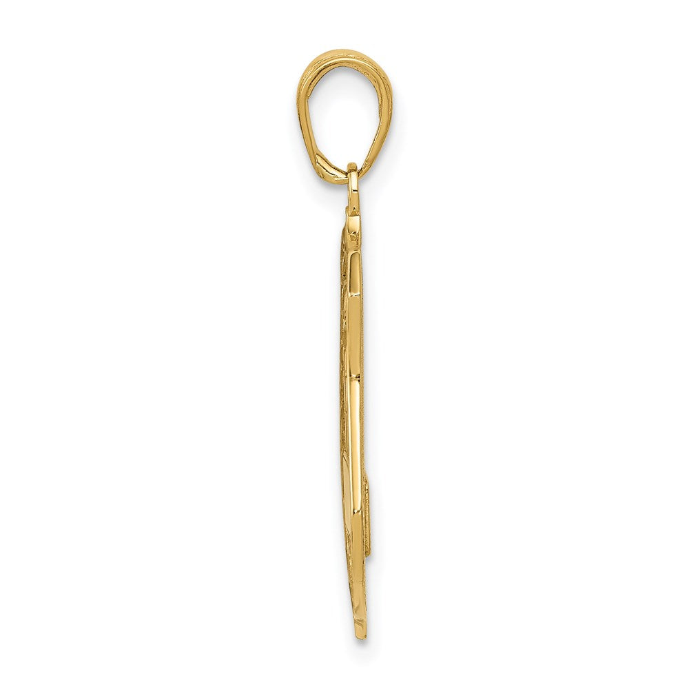 14k Yellow Gold Large Police BadgeEngravable Charm Pendant Jewelry Gifts (Length 1.07" Width 0.66")
