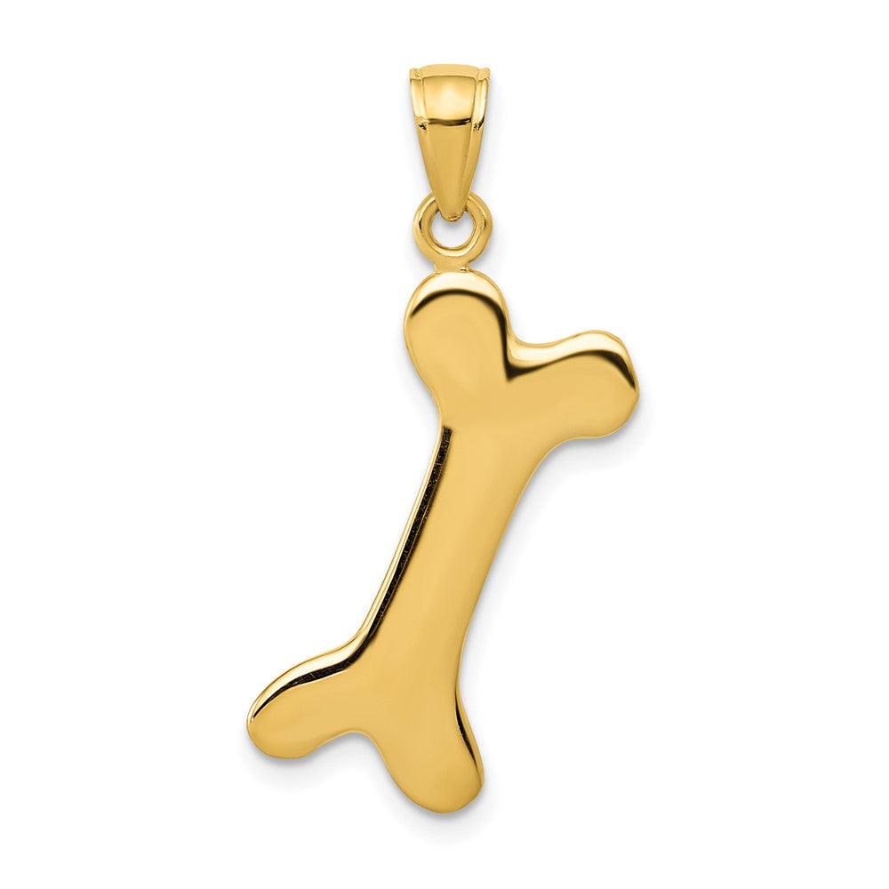 14k Yellow Gold Polished Dog BoneEngravable Charm Pendant Jewelry Gifts (Length 1.33" Width 0.74")