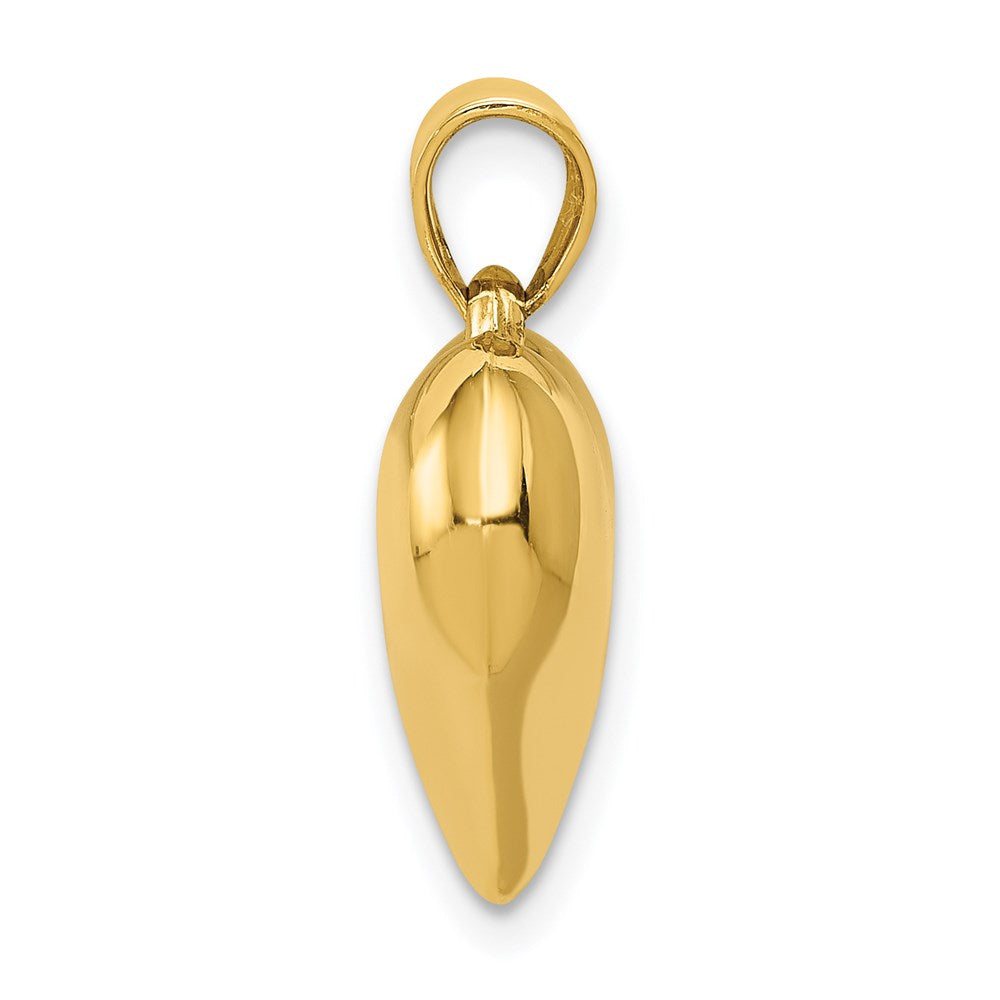 14k Yellow Gold Polished 3D Puffed Heart Engravable Charm Pendant Jewelry Gifts (Length 0.82" Width 0.59")