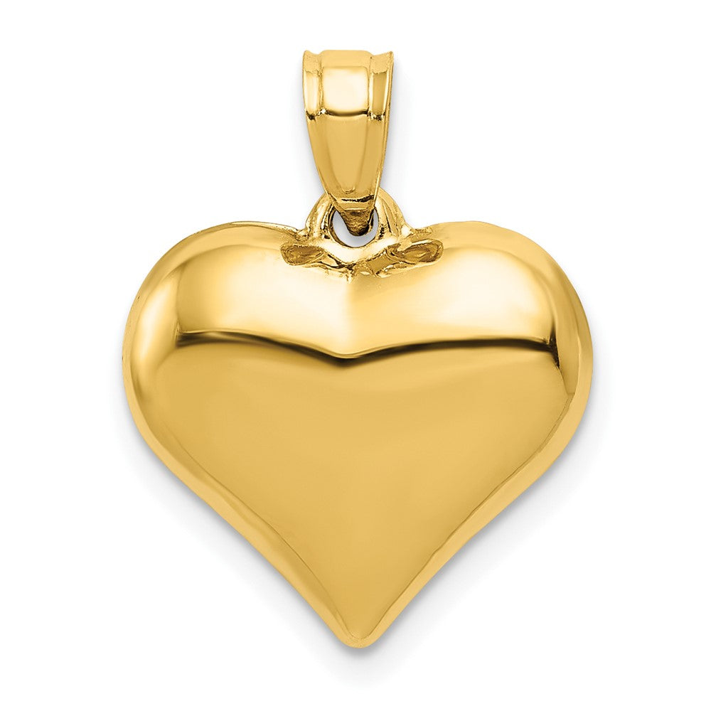 14k Yellow Gold Polished 3D Puffed Heart Engravable Charm Pendant Jewelry Gifts (Length 0.82" Width 0.59")