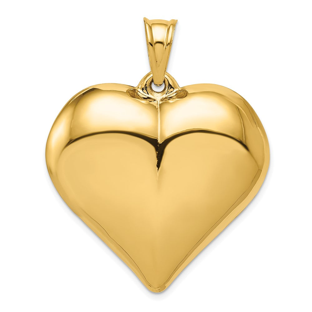 14k Yellow Gold Polished 3D Large Puffed Heart Engravable Charm Pendant Jewelry Gifts (Length 1.64" Width 1.52")