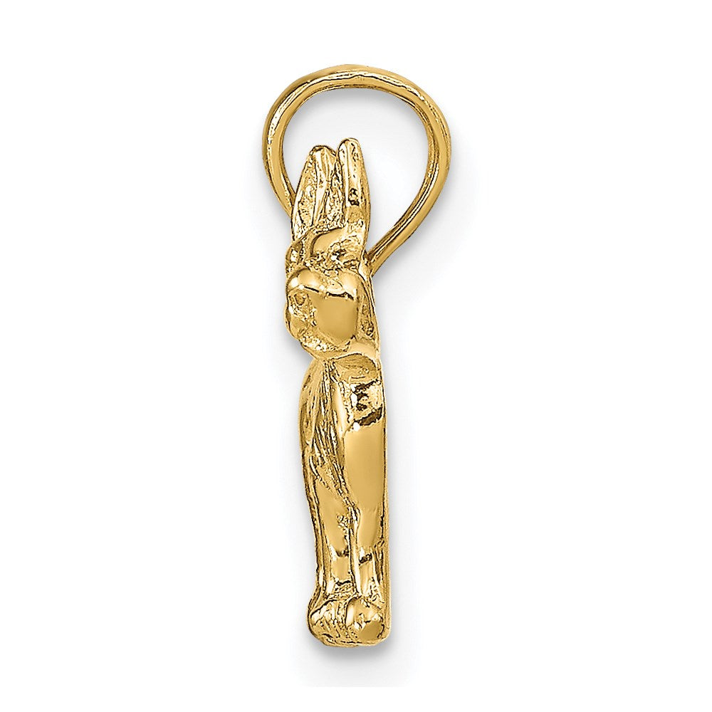 14k Yellow Gold Terrier DogEngravable Charm Pendant Jewelry Gifts (Length 0.59" Width 0.62")
