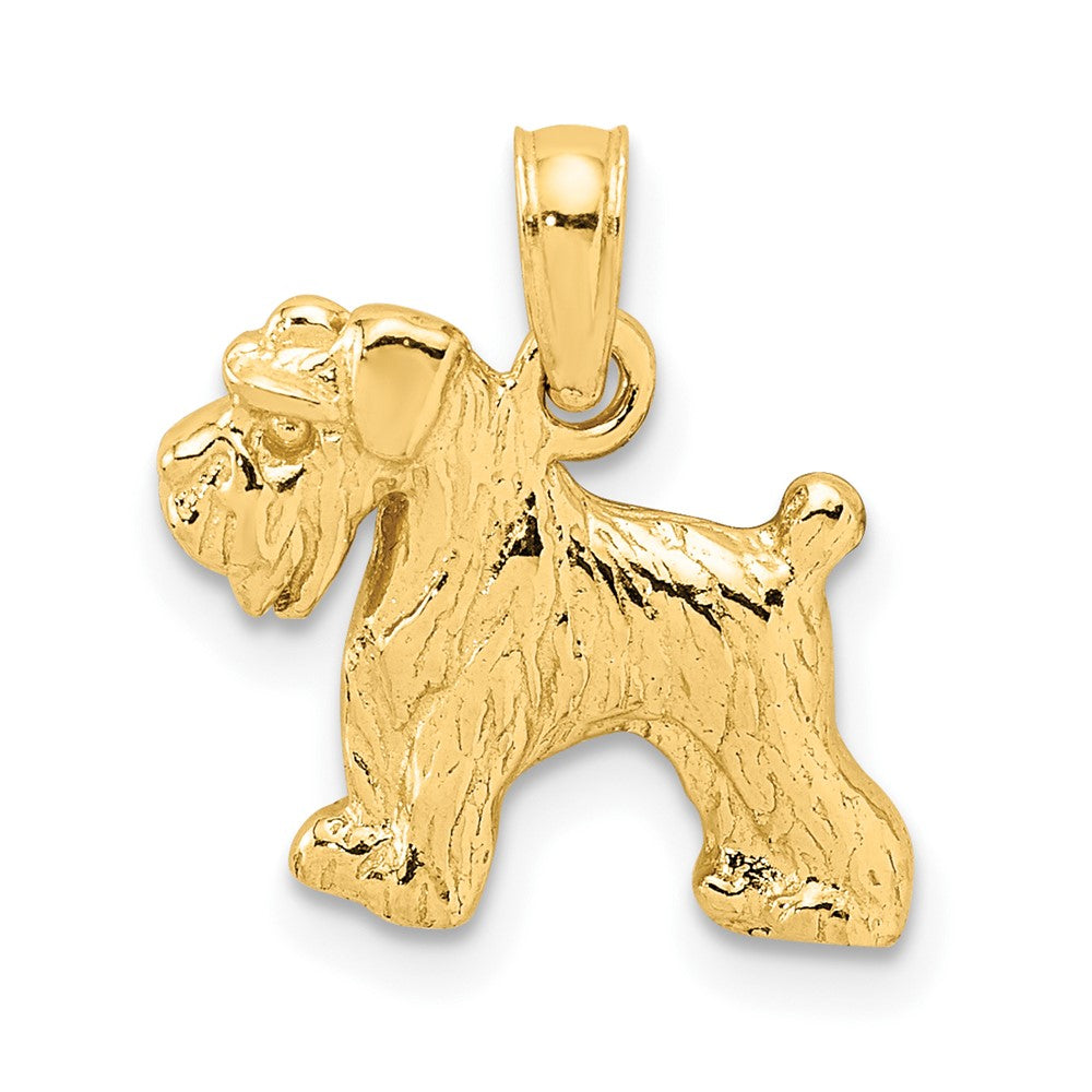 14k Yellow Gold Schnauzer DogEngravable Charm Pendant Jewelry Gifts (Length 0.66" Width 0.59")