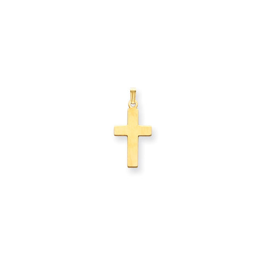 14k Yellow Gold Polished Crucifix CrossEngravable Charm Pendant Jewelry Gifts (Length 1.01" Width 0.47")
