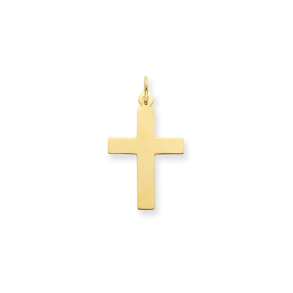 14k Yellow Gold Polished Crucifix CrossEngravable Charm Pendant Jewelry Gifts (Length 1.52" Width 0.86")