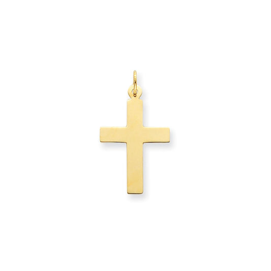14k Yellow Gold Polished Crucifix CrossEngravable Charm Pendant Jewelry Gifts (Length 1.52" Width 0.86")