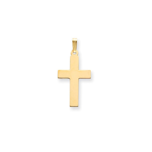 14k Yellow Gold Polished Crucifix CrossEngravable Charm Pendant Jewelry Gifts (Length 1.48" Width 0.74")