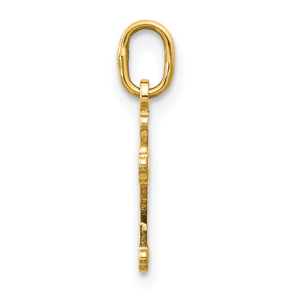 14k Yellow Gold Mini Polished Crucifix CrossEngravable Charm Pendant Jewelry Gifts (Length 0.7" Width 0.31")