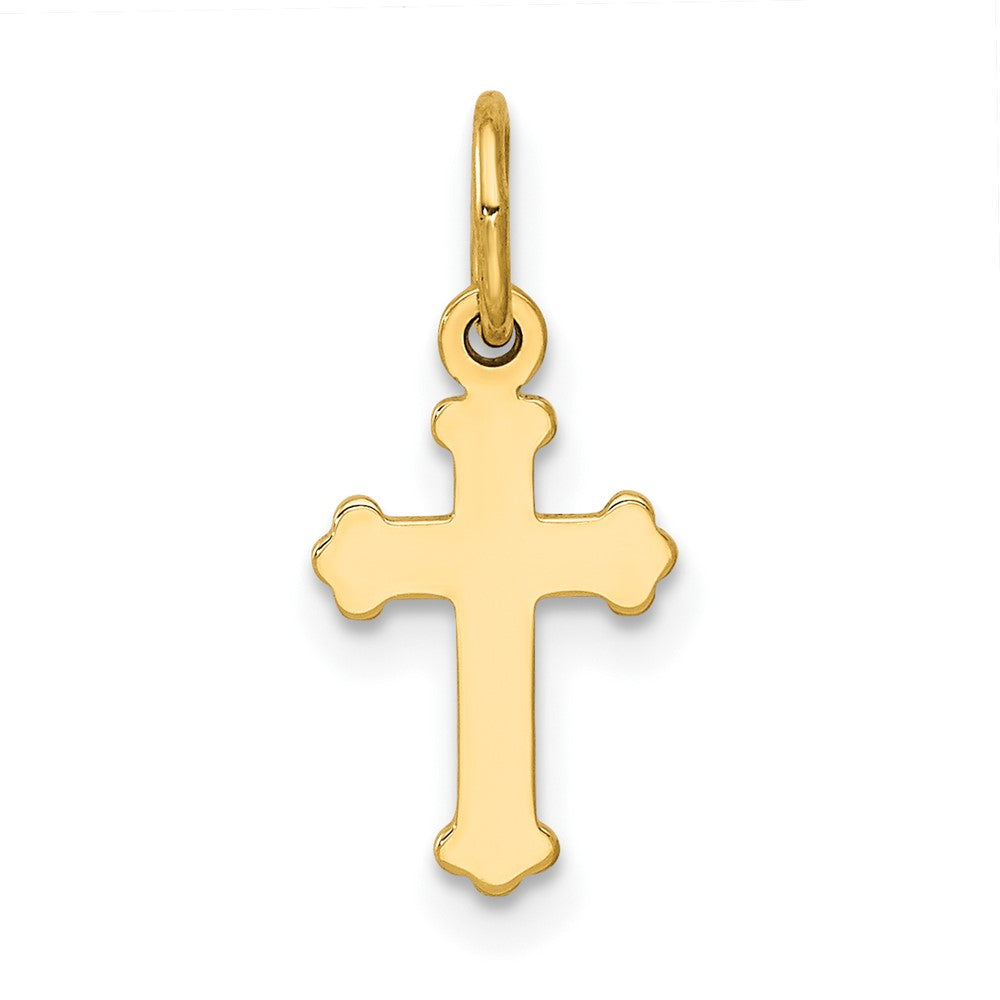 14k Yellow Gold Mini Polished Crucifix CrossEngravable Charm Pendant Jewelry Gifts (Length 0.7" Width 0.31")