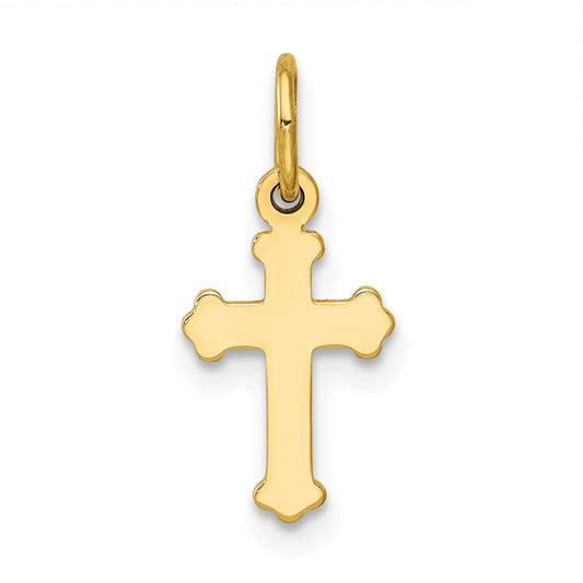 14k Yellow Gold Mini Polished Crucifix CrossEngravable Charm Pendant Jewelry Gifts (Length 0.7" Width 0.31")