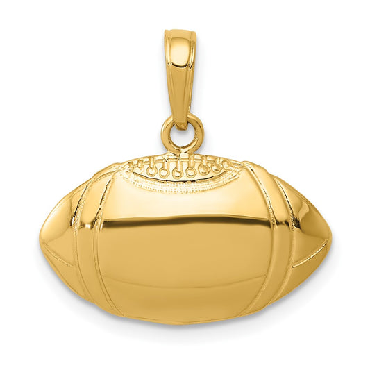 14k Yellow Gold Football ProfileEngravable Charm Pendant Jewelry Gifts (Length 0.7" Width 0.78")
