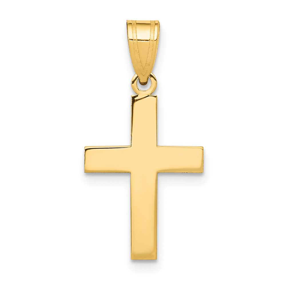 14k Yellow Gold Polished Crucifix CrossEngravable Charm Pendant Jewelry Gifts (Length 0.86" Width 0.47")