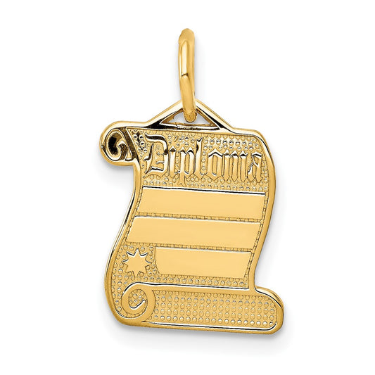 14k Yellow Gold DIPLOMA Engravable Charm Pendant Jewelry Gifts (Length 0.74" Width 0.47")