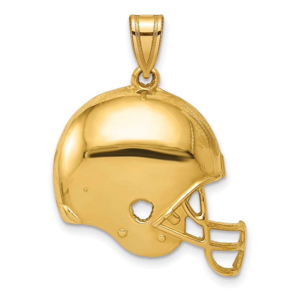 14k Yellow Gold Polished Football Helmet Engravable Charm Pendant Jewelry Gifts (Length 0.94" Width 0.86")