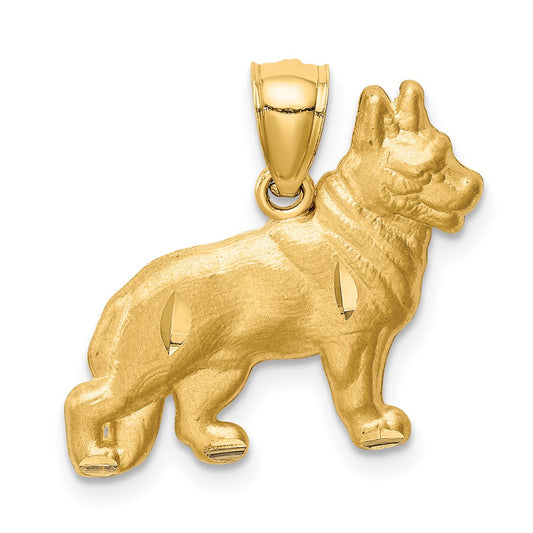14k Yellow Gold Diamond cut German ShepherdEngravable Charm Pendant Jewelry Gifts