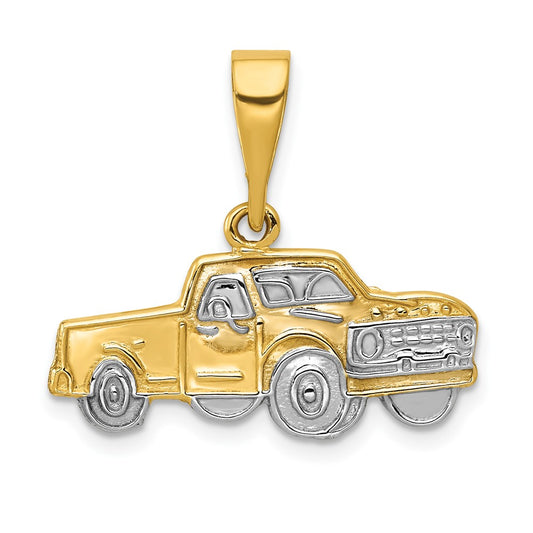 14k Yellow Gold Pick up TruckEngravable Charm Pendant Jewelry Gifts (Length 0.86" Width 0.98")