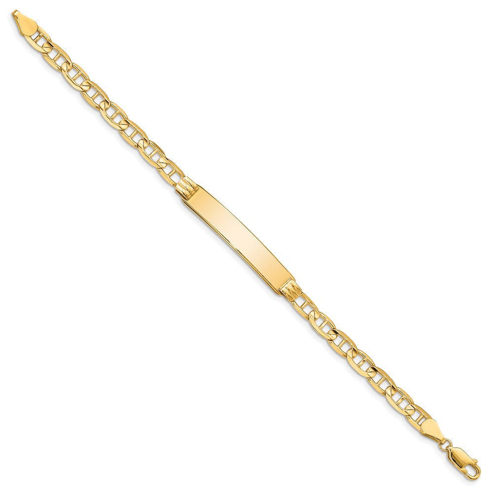 Polished Engravable 14K Yellow Gold Anchor ID Bracelet Length 8 inches Width 8 mm With Lobster Claw Clasp