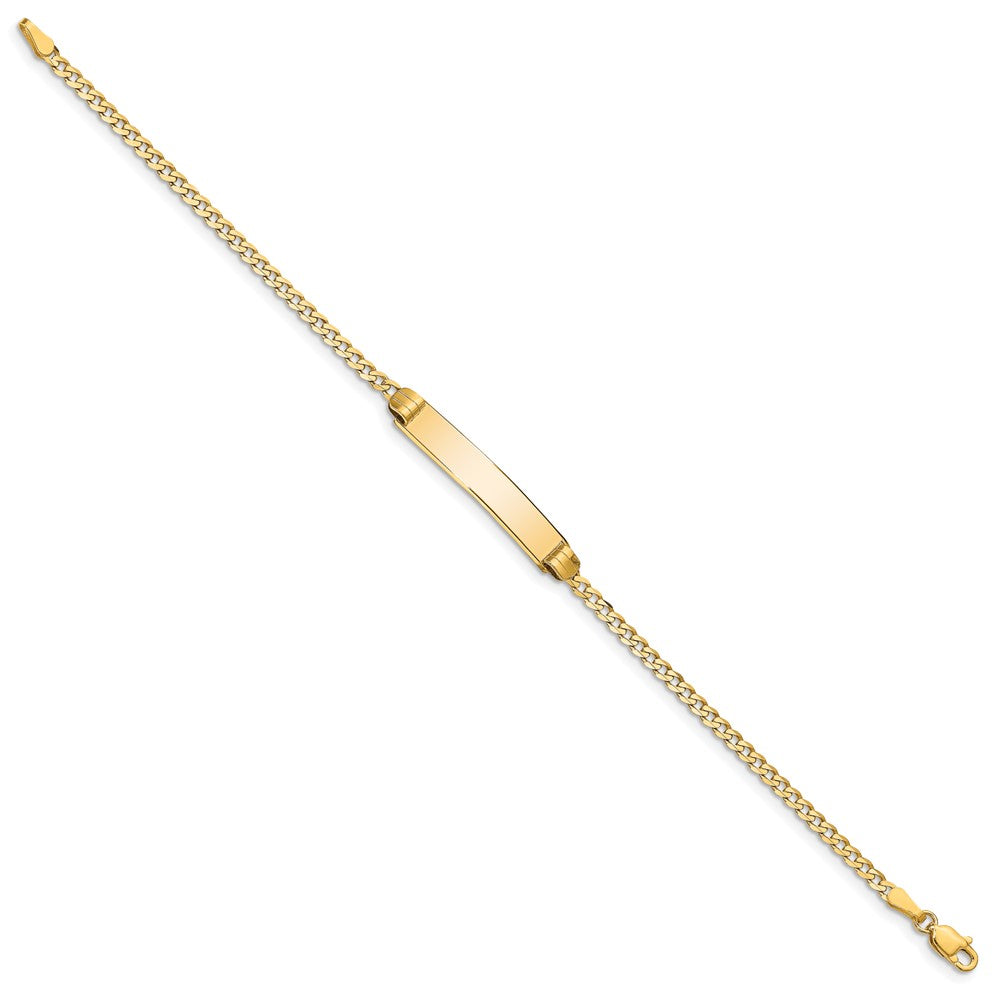 Polished Engravable 14K Yellow Gold Curb Link ID Bracelet Length 7 inches Width 5 mm With Lobster Claw Clasp