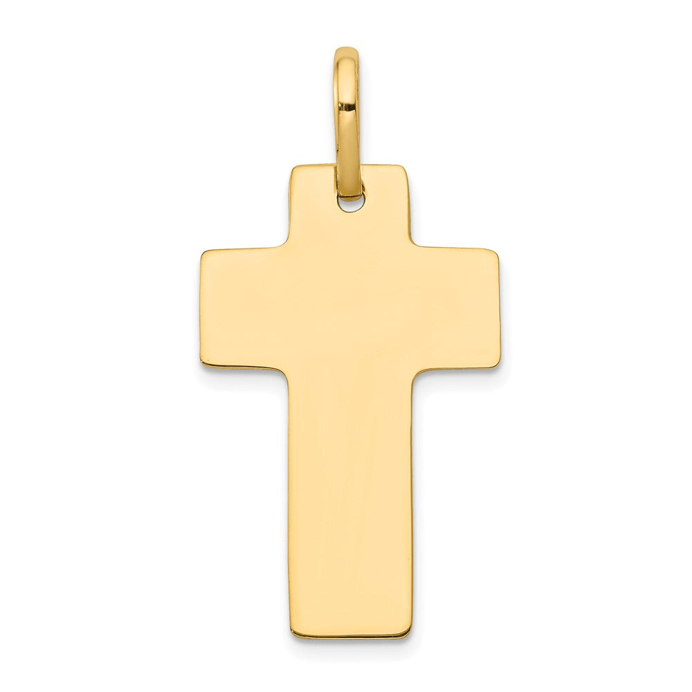 14k Yellow Gold Polished Crucifix CrossEngravable Charm Pendant Jewelry Gifts (Length 1.4" Width 0.74")