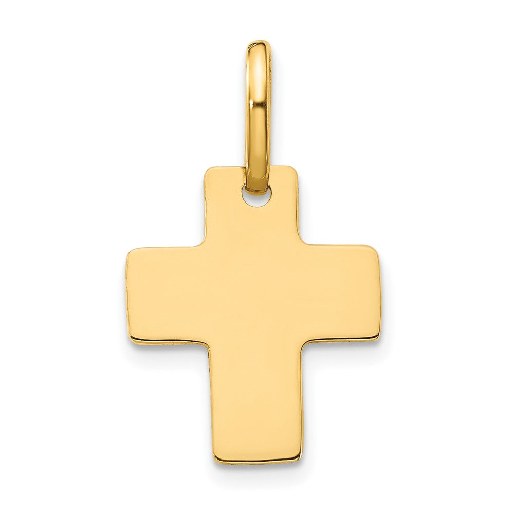 14k Yellow Gold Polished Crucifix CrossEngravable Charm Pendant Jewelry Gifts (Length 0.86" Width 0.51")