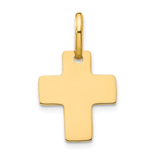 14k Yellow Gold Polished Crucifix CrossEngravable Charm Pendant Jewelry Gifts (Length 0.86" Width 0.51")