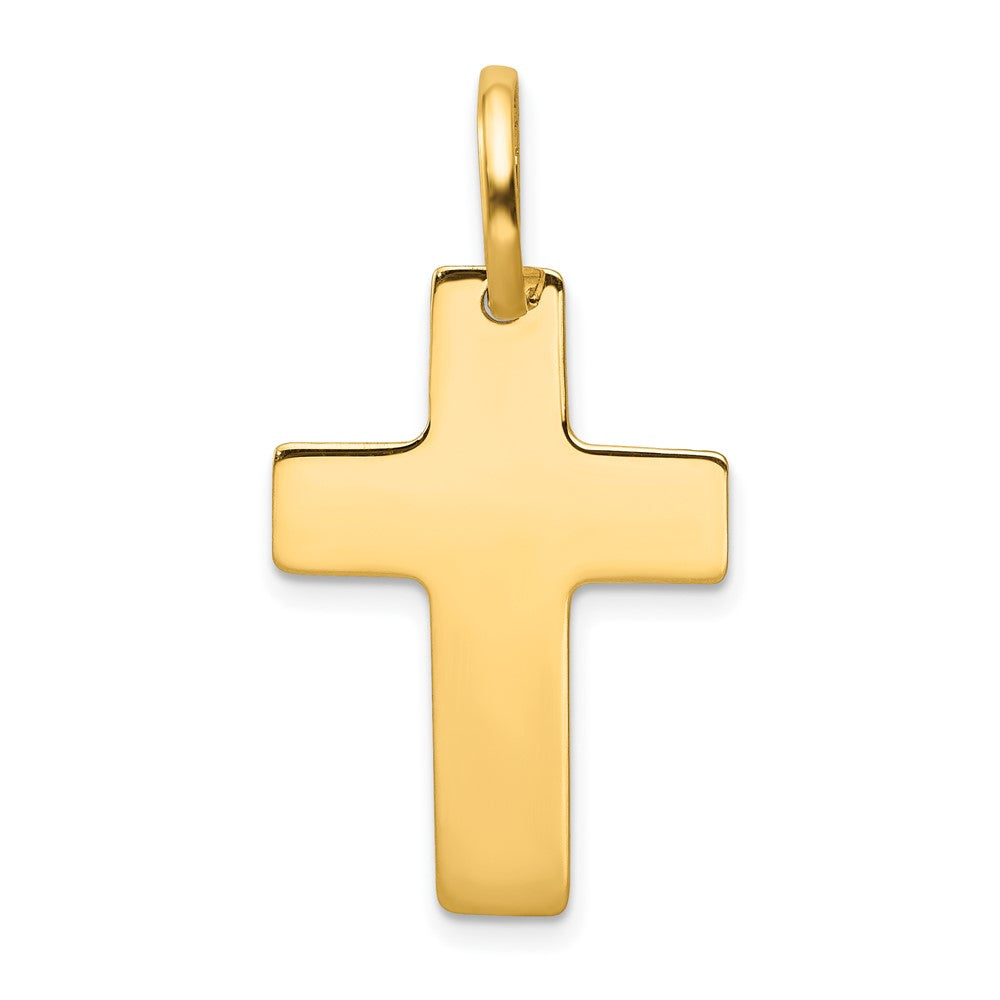 14k Yellow Gold Polished Crucifix CrossEngravable Charm Pendant Jewelry Gifts (Length 1.17" Width 0.66")