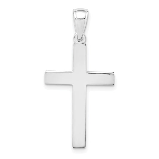 14k White Gold Crucifix CrossEngravable Charm Pendant Jewelry Gifts (Length 1.23" Width 0.6")