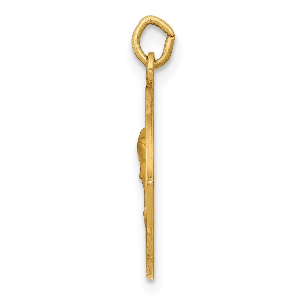 14k Yellow Gold Our Lady of Sorrows Medal Engravable Charm Pendant Jewelry Gifts (Length 0.78" Width 0.59")