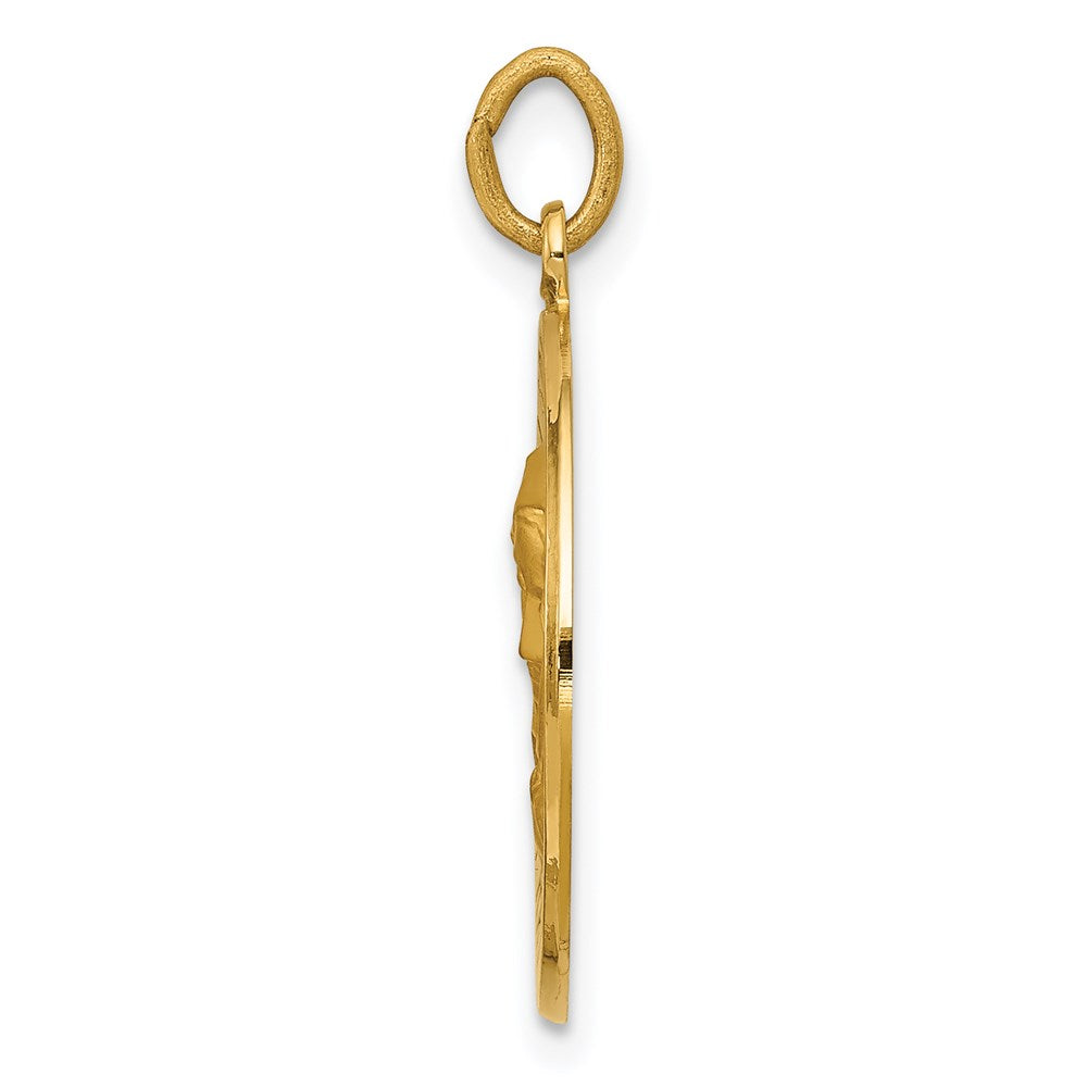 14k Yellow Gold Our Lady of Sorrows Medal Engravable Charm Pendant Jewelry Gifts (Length 0.96" Width 0.74")