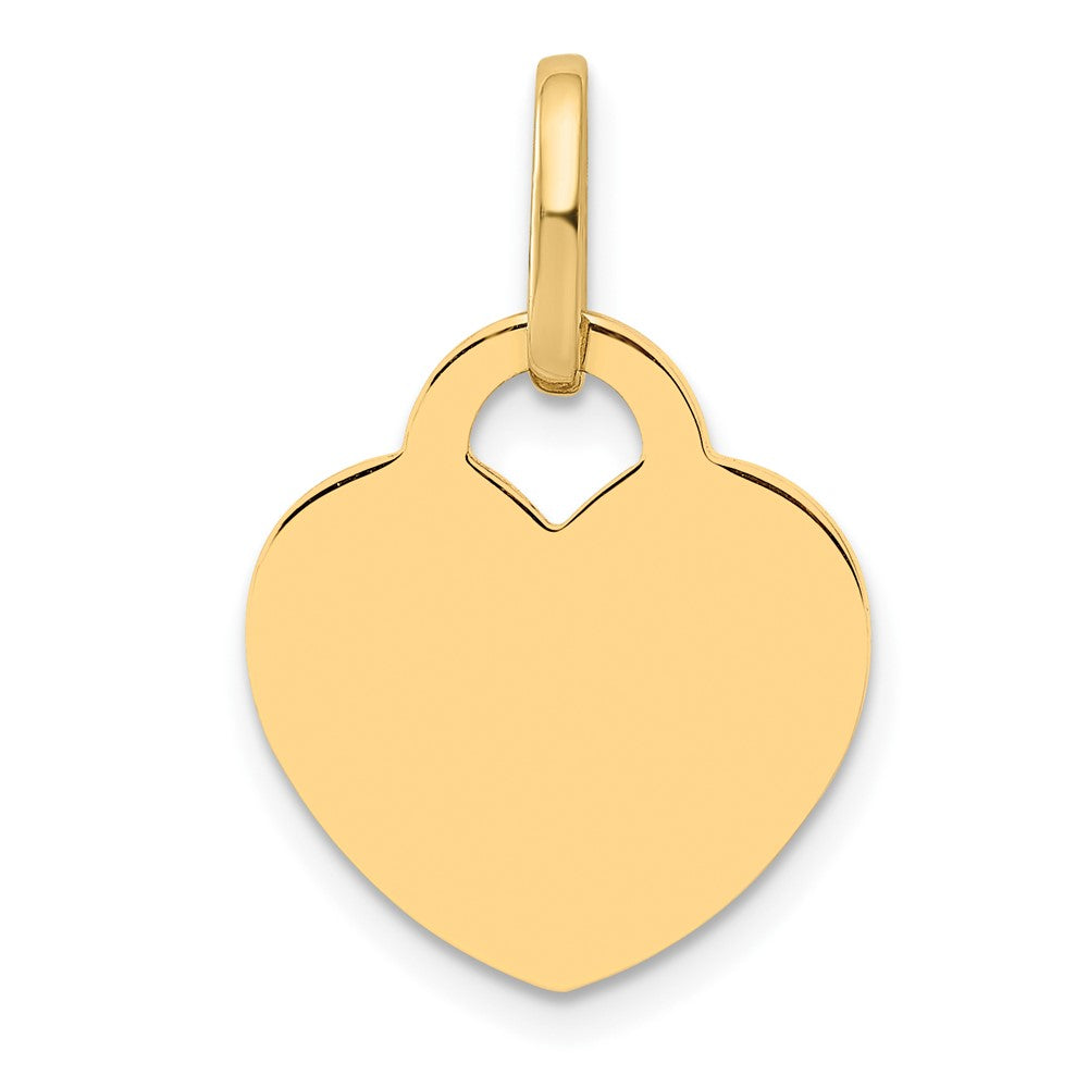 14k Yellow Gold Polished Heart Shaped Disc Engravable Charm Pendant Jewelry Gifts (Length 0.82" Width 0.59")