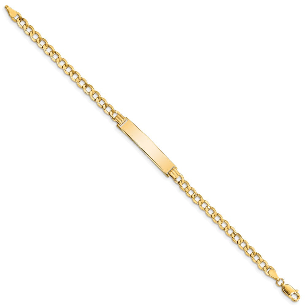 Engravable 14K Yellow Gold Curb Link 6.75 mm Id Bracelet Length 7 inches Width With Lobster Claw Clasp