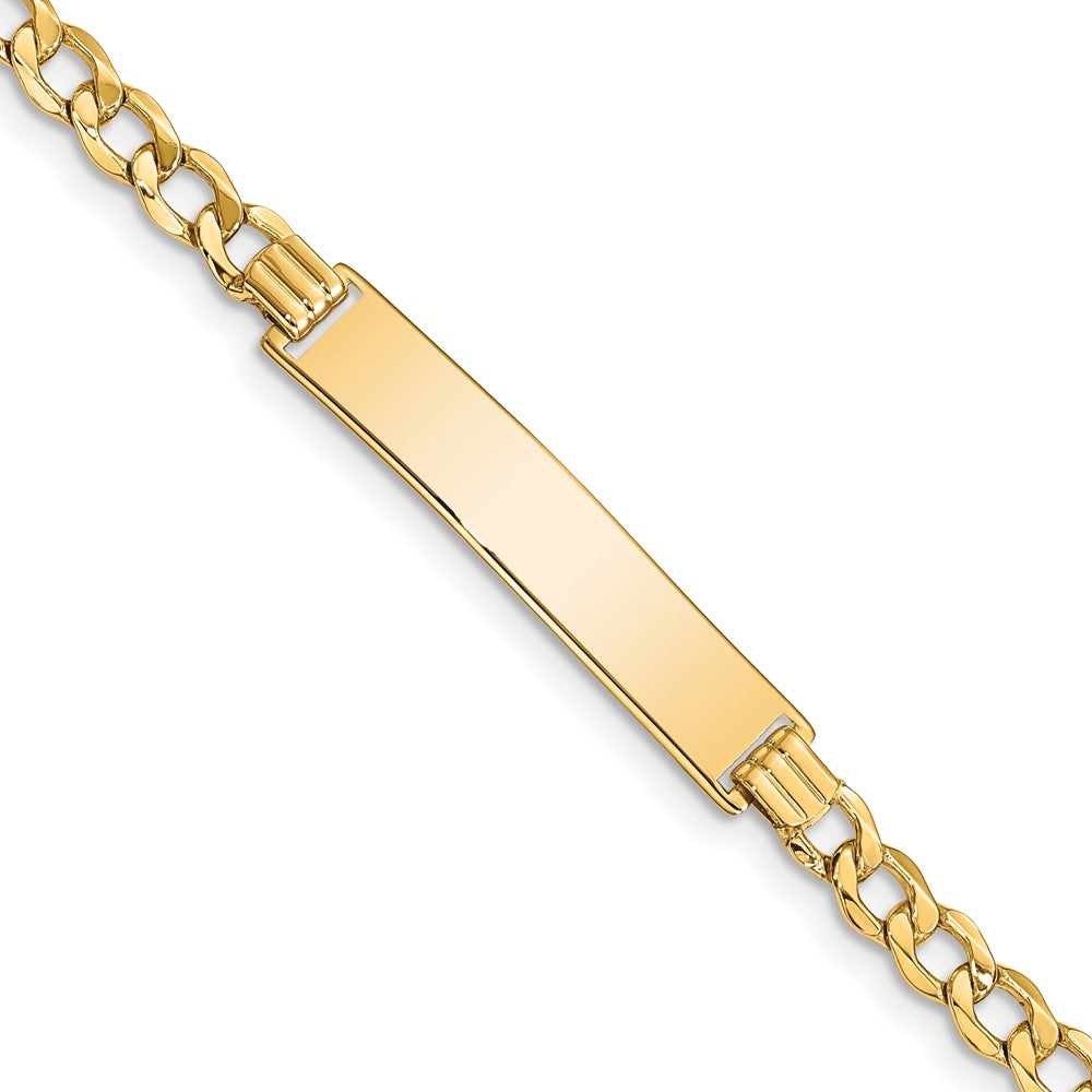 Engravable 14K Yellow Gold Curb Link 6.75 mm Id Bracelet Length 7 inches Width With Lobster Claw Clasp
