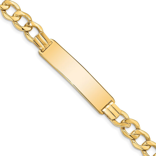 Engravable 14K Yellow Gold Curb Link 9 mm ID Bracelet Length 8 inches Width With Lobster Claw Clasp