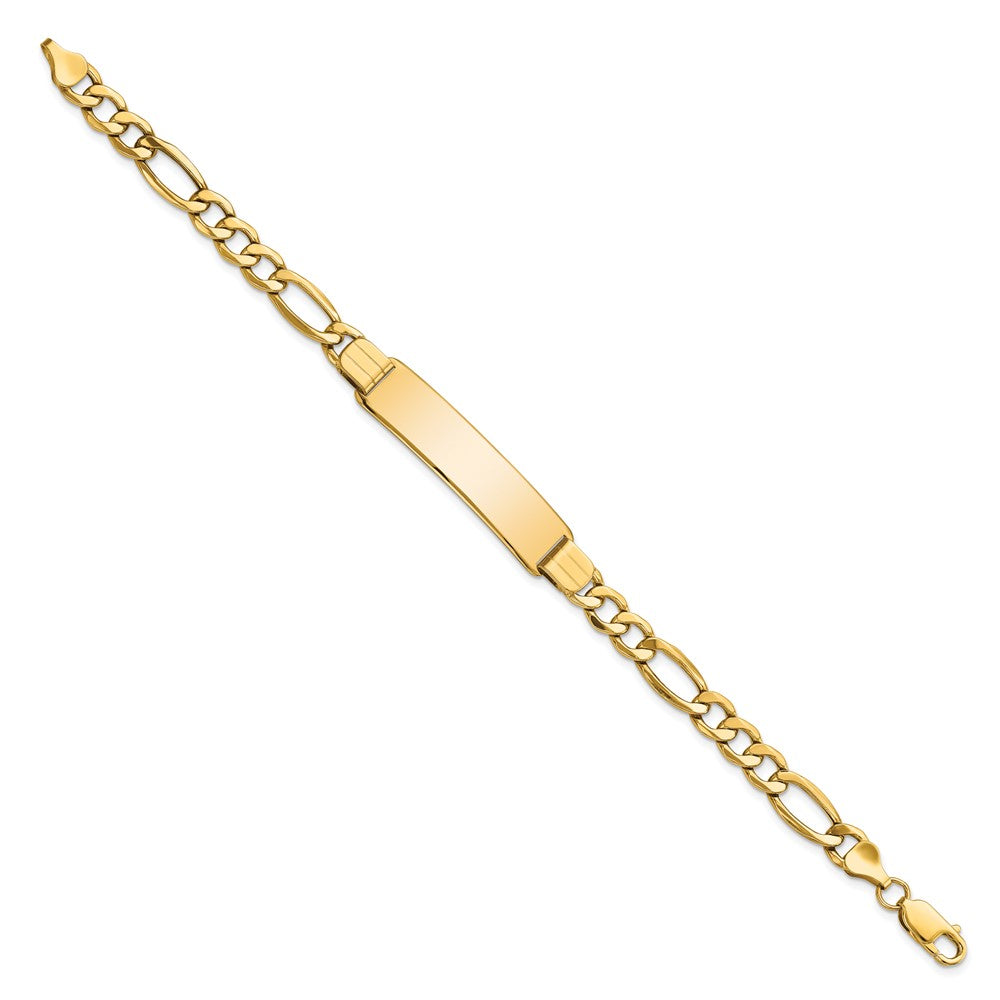 Engravable 14K Yellow Gold Polished Figaro ID Bracelet Length 8 inches Width 10 mm With Lobster Claw Clasp