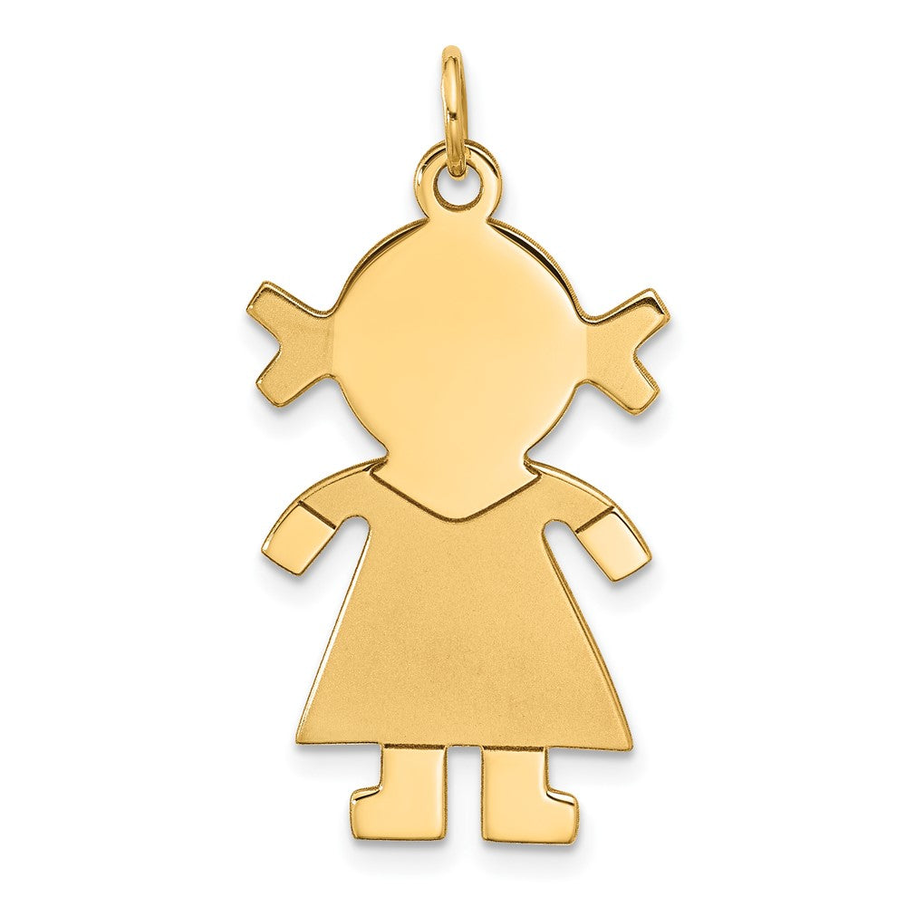 14k Yellow Gold Satin GirlEngravable Charm Pendant Jewelry Gifts (Length 1.33" Width 0.62")